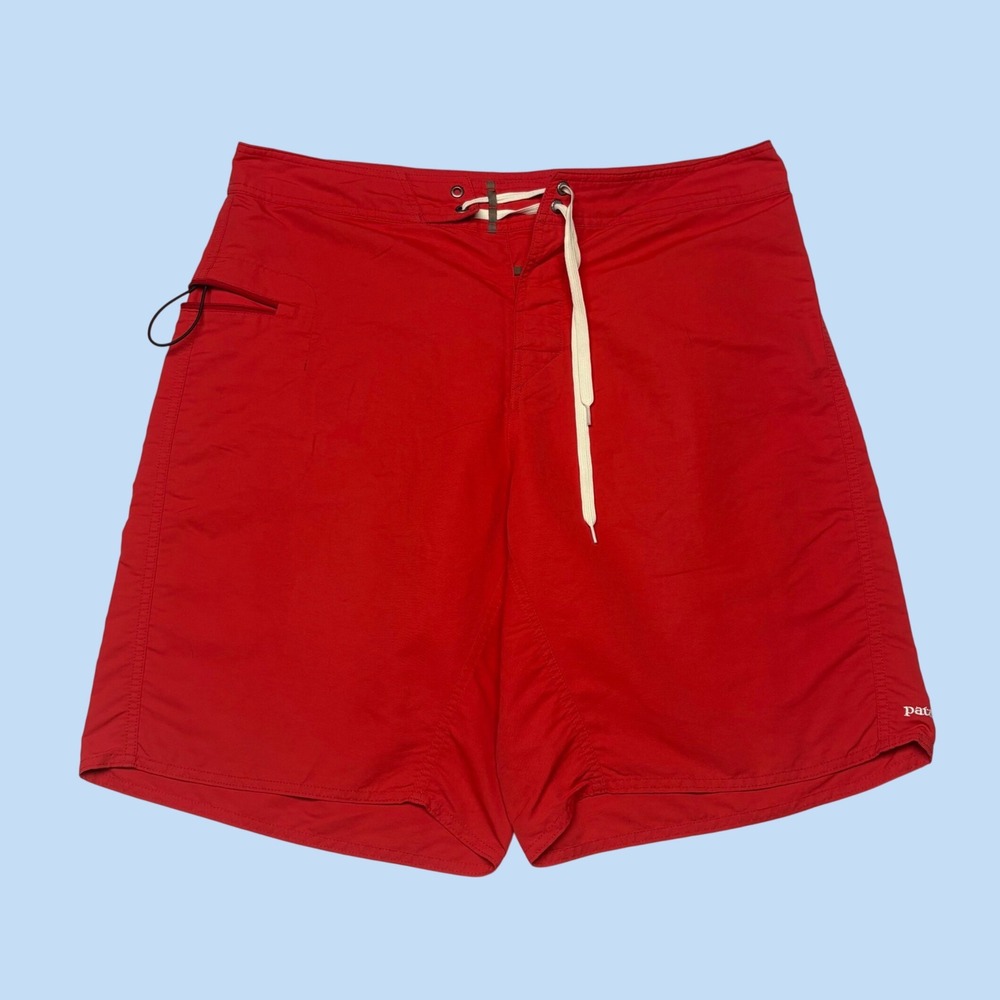 Patagonia Mens Wavefarer Board Shorts Red Nylon Swim Trunks Size 35